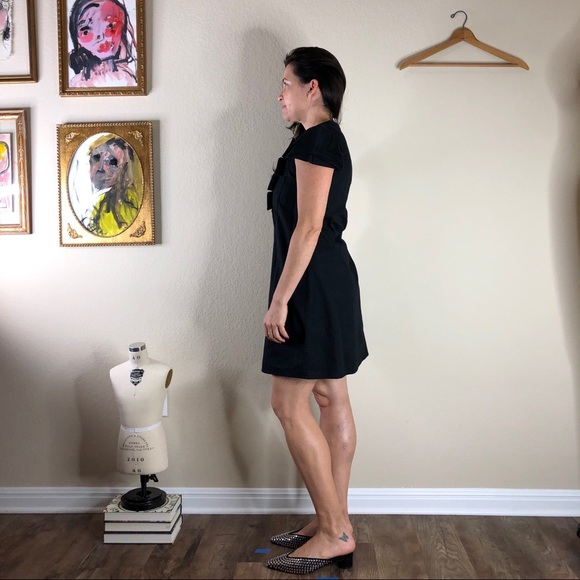 Rue Du Mail Bergdorf Goodman Pleated Ruffle Tuxedo Shift Dress - Picture 7 of 11